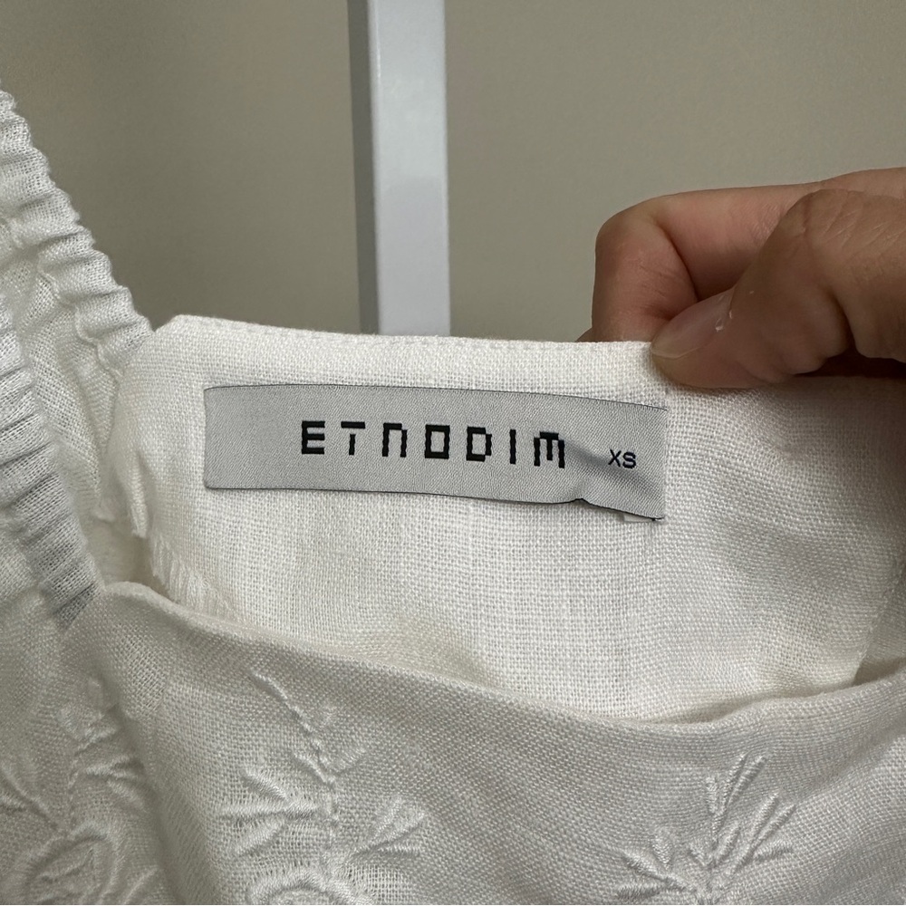 ETNODIM white linen embroidered dress myt SIZE XS - Picture 9 of 9